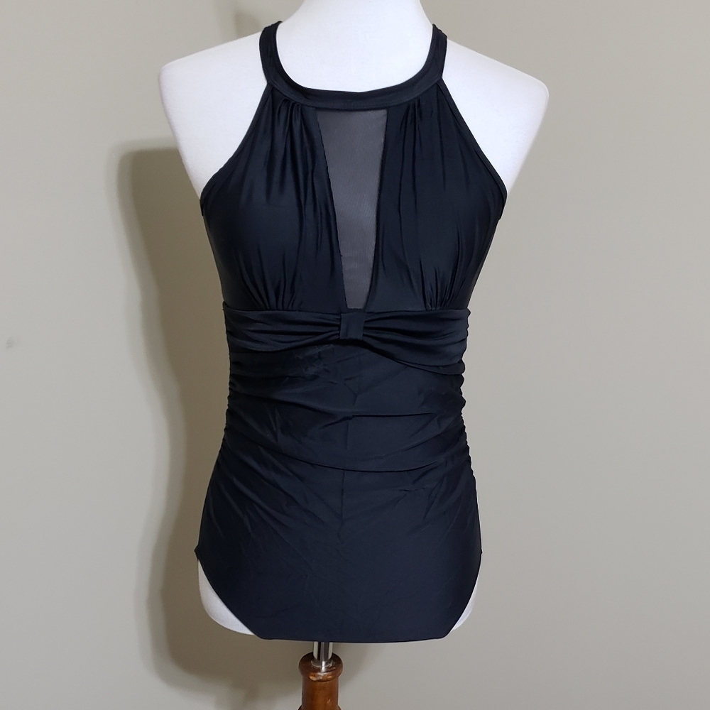 Black high neck swimsuit